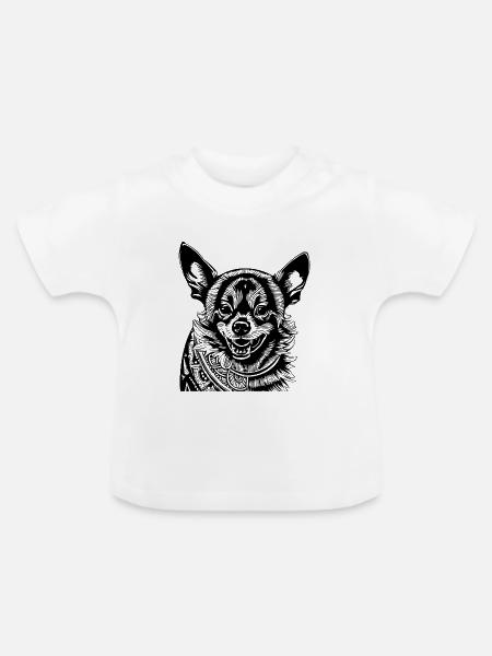 Chihuahua Tattoo - Baby Bio-T-Shirt mit Rundhals - Weiß