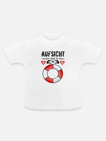 Aufsicht - Badeaufsicht - Baby Bio-T-Shirt mit Rundhals - Weiß