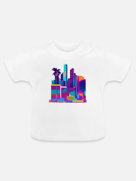 80s Skyline - Baby Bio-T-Shirt mit Rundhals - Weiß
