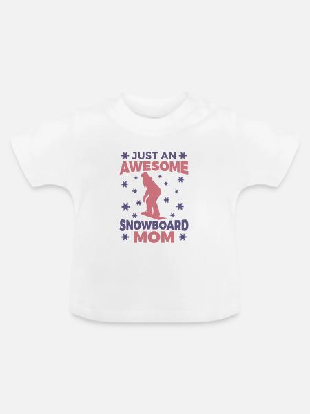 Snowboarding Mama - Baby Bio-T-Shirt mit Rundhals - Weiß