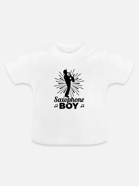 Saxophonist - Baby Bio-T-Shirt mit Rundhals - Weiß