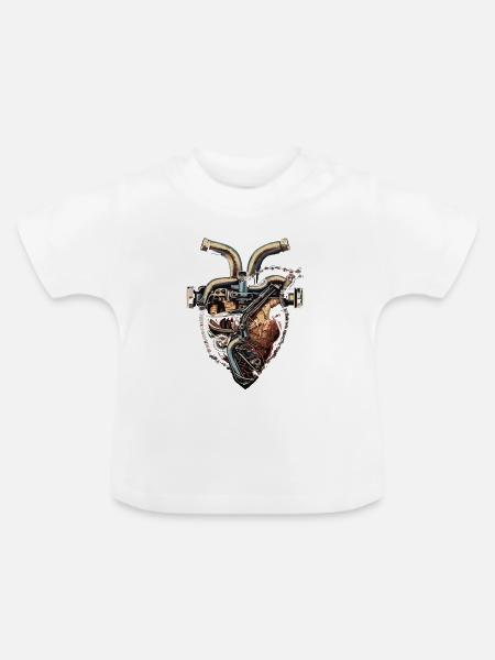 Mechaniker Herz - Baby Bio-T-Shirt mit Rundhals - Weiß