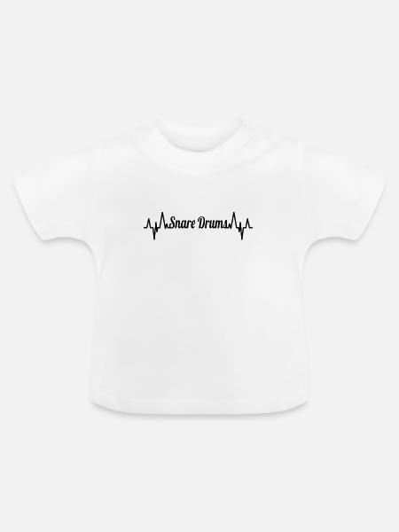 Trommel Herzlinie - Baby Bio-T-Shirt mit Rundhals - Weiß