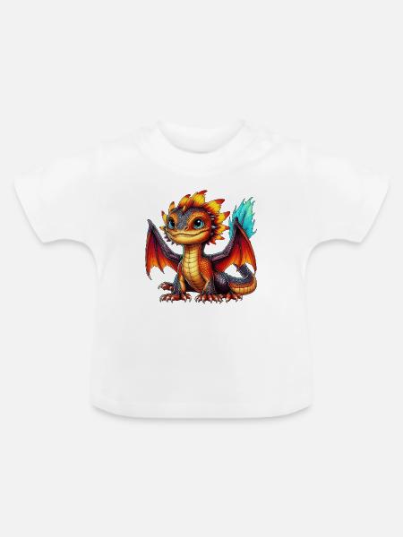 Drache - Baby Bio-T-Shirt mit Rundhals - Weiß