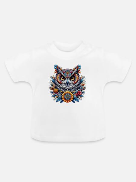 Eule - Baby Bio-T-Shirt mit Rundhals - Weiß