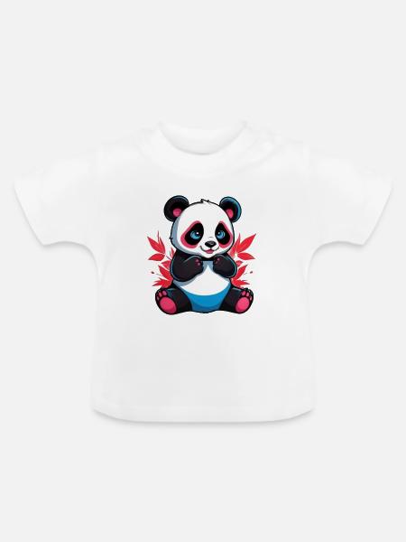 Panda Bär - Baby Bio-T-Shirt mit Rundhals - Weiß