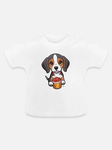 Tiny Beagle Pup - Baby Bio-T-Shirt mit Rundhals - Weiß