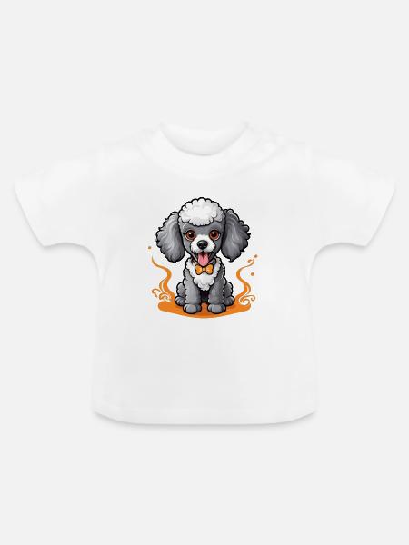 Dapper Poodle - Baby Bio-T-Shirt mit Rundhals - Weiß
