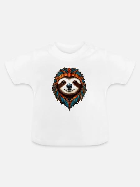 Häuptling der Faultiere - Baby Bio-T-Shirt mit Rundhals - Weiß