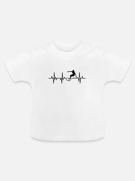 Surferin Kardiogramm - Baby Bio-T-Shirt mit Rundhals - Weiß