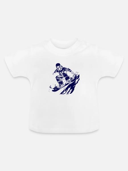 Snowboarder Skizze - Baby Bio-T-Shirt mit Rundhals - Weiß