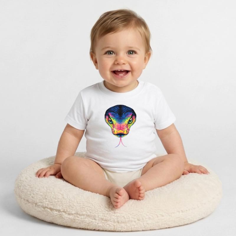 Serpent Python Cobra Mamba Serpent à sonnettes Serpent T-shirt bio col rond Bébé