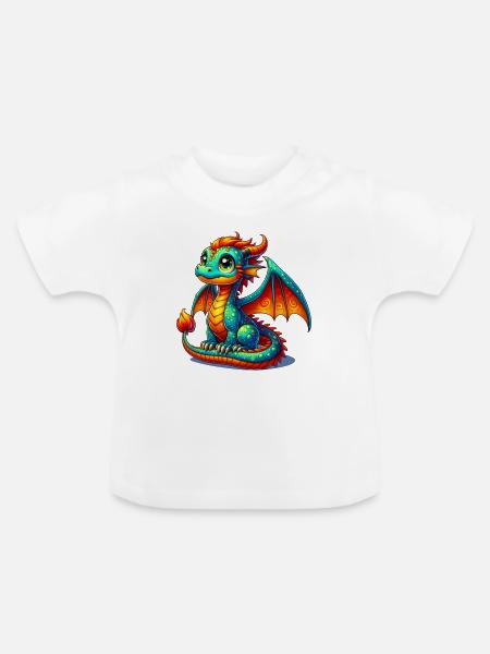 Drache - Baby Bio-T-Shirt mit Rundhals - Weiß