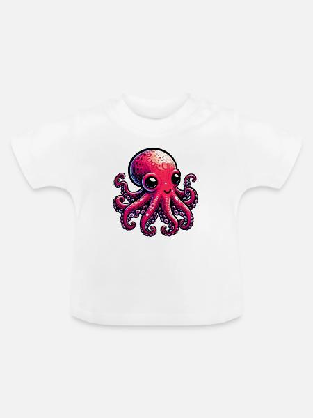 Krake - Baby Bio-T-Shirt mit Rundhals - Weiß
