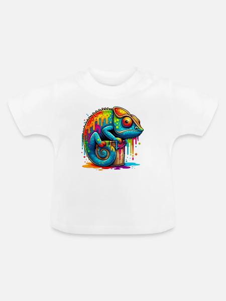 Chamäleon - Baby Bio-T-Shirt mit Rundhals - Weiß