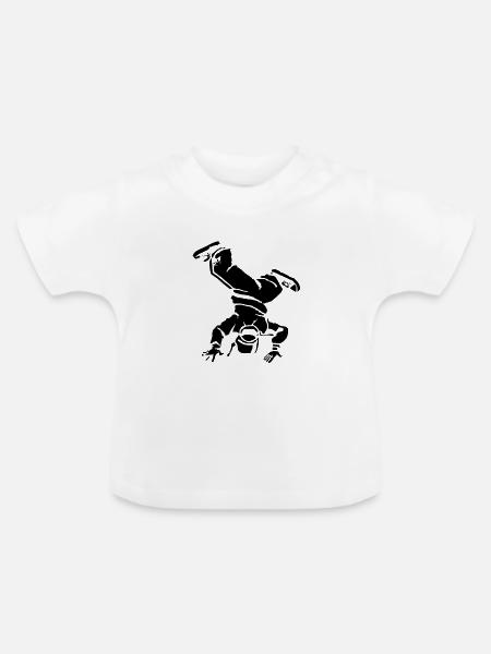 Breakdancer Zeichnung - Baby Bio-T-Shirt mit Rundhals - Weiß