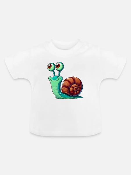 Schnecke - Baby Bio-T-Shirt mit Rundhals - Weiß