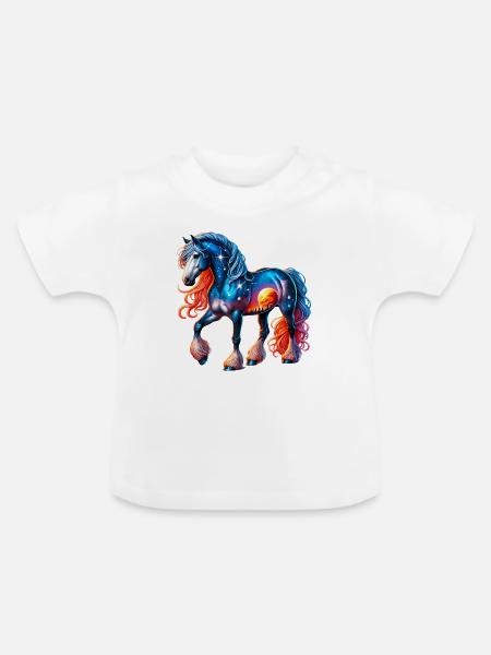 Pferd - Baby Bio-T-Shirt mit Rundhals - Weiß