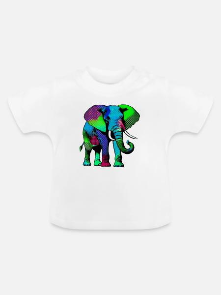 Elefant - Baby Bio-T-Shirt mit Rundhals - Weiß