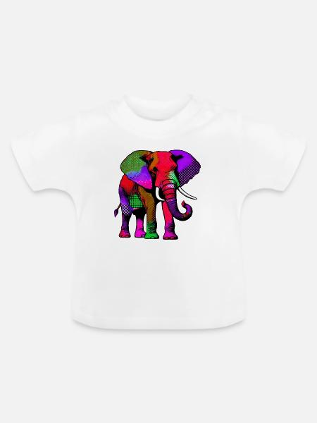 Elefant - Baby Bio-T-Shirt mit Rundhals - Weiß