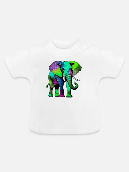 Elefant - Baby Bio-T-Shirt mit Rundhals - Weiß