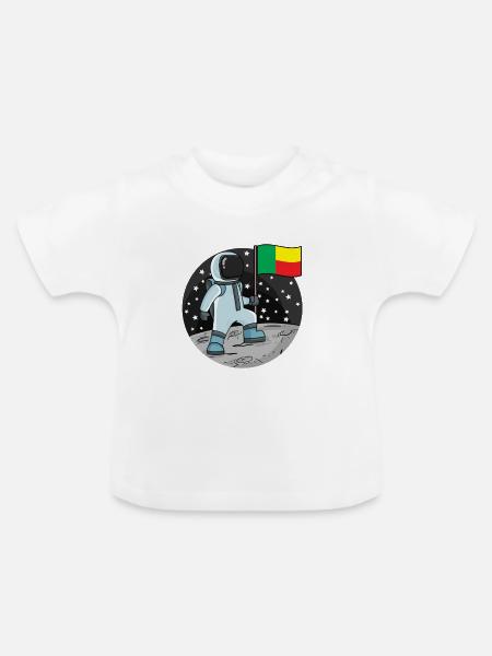 Astronaut Fahne Benin - Baby Bio-T-Shirt mit Rundhals - Weiß