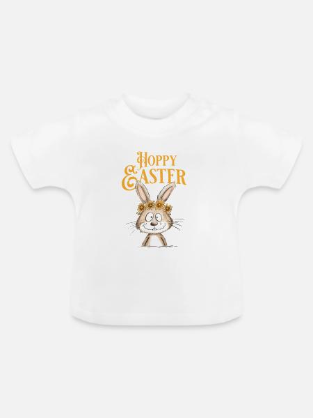 Happy Easter Osterhase - Baby Bio-T-Shirt mit Rundhals - Weiß