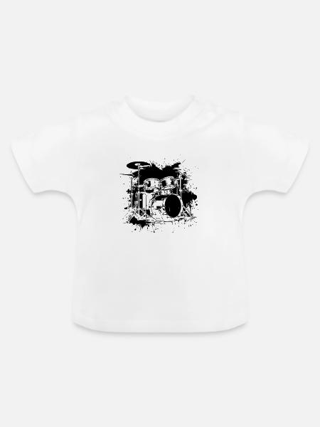 Drum Kit Zeichnung - Baby Bio-T-Shirt mit Rundhals - Weiß