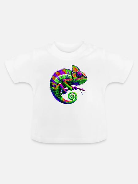 Chamäleon - Baby Bio-T-Shirt mit Rundhals - Weiß