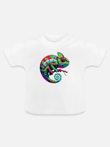 Chamäleon - Baby Bio-T-Shirt mit Rundhals - Weiß