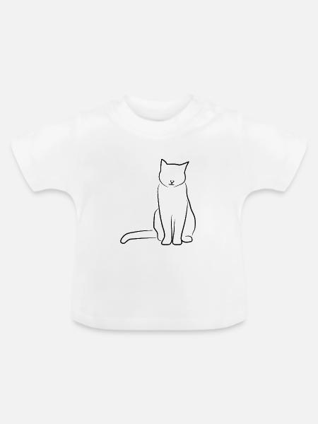 Katze Zeichnung - Baby Bio-T-Shirt mit Rundhals - Weiß