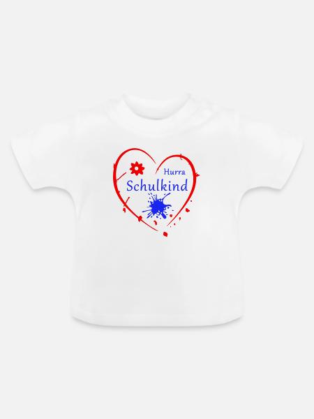 Hurra Schulkind - Baby Bio-T-Shirt mit Rundhals - Weiß