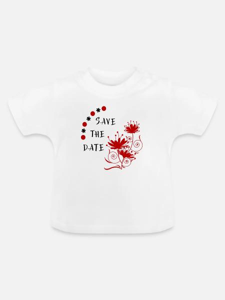 save the date Blumenranke - Baby Bio-T-Shirt mit Rundhals - Weiß