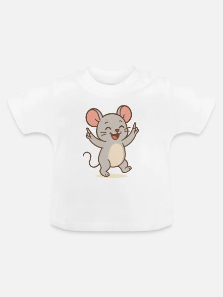 Glücks-Maus - Baby Bio-T-Shirt mit Rundhals - Weiß