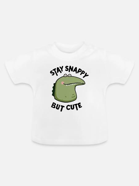 Snappy but cute - Baby Bio-T-Shirt mit Rundhals - Weiß