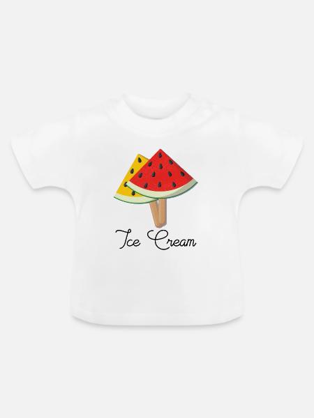 watermelon Icecream - Baby Bio-T-Shirt mit Rundhals - Weiß