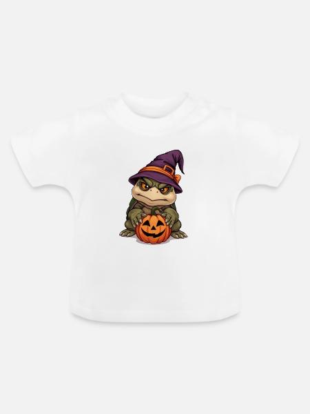 Süßer Halloween-Kobold mit Kürbis - Baby Bio-T-Shirt mit Rundhals - Weiß