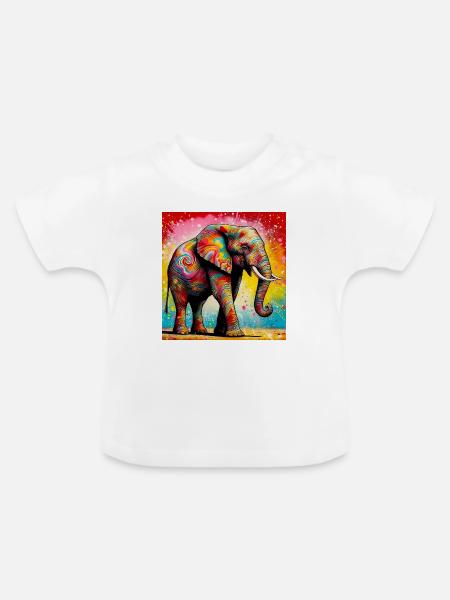 Elefant - Baby Bio-T-Shirt mit Rundhals - Weiß