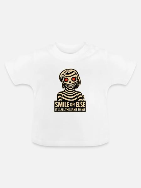 Skelettiges Lächeln mit Botschaft - Baby Bio-T-Shirt mit Rundhals - Weiß