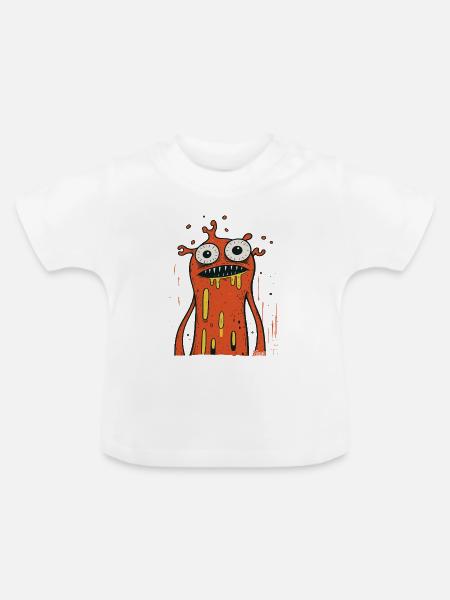 Cooles Monster Design - Baby Bio-T-Shirt mit Rundhals - Weiß