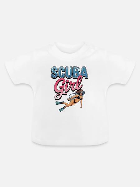 Scuba Girl Tauch-Design - Baby Bio-T-Shirt mit Rundhals - Weiß