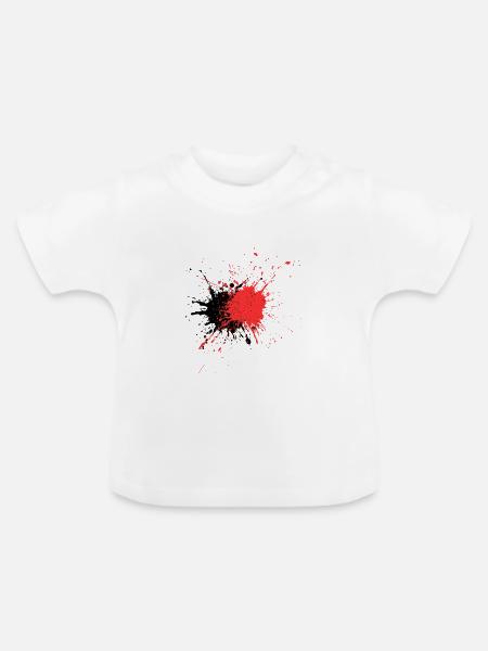 Kunstvoller roter Farbschmerz Design - Baby Bio-T-Shirt mit Rundhals - Weiß