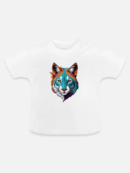 Prismatischer Tigerkopf Illustration - Baby Bio-T-Shirt mit Rundhals - Weiß