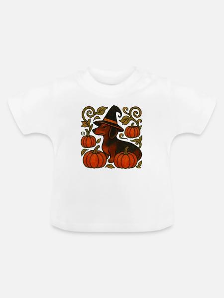 Kürbis Hexendackel - Baby Bio-T-Shirt mit Rundhals - Weiß