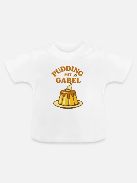Pudding mit Gabel - Baby Bio-T-Shirt mit Rundhals - Weiß