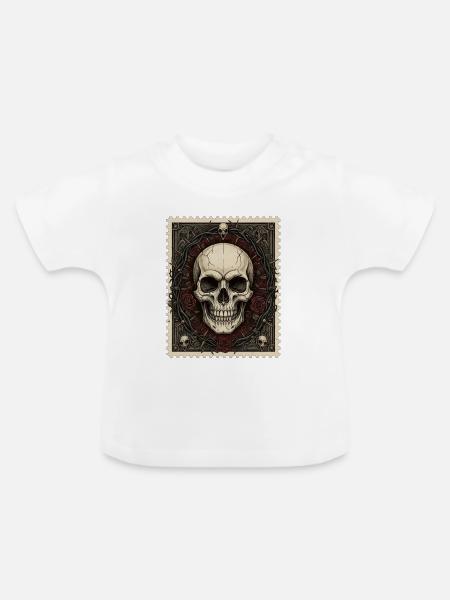 Totenschädel Krone aus Rosen Gothic Kunst - Baby Bio-T-Shirt mit Rundhals - Weiß