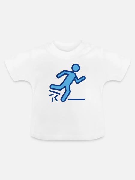 Dynamische blaue Läufer-Silhouette - Baby Bio-T-Shirt mit Rundhals - Weiß