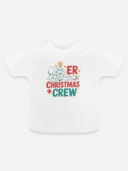 ER Weihnachts Crew - Baby Bio-T-Shirt mit Rundhals - Weiß