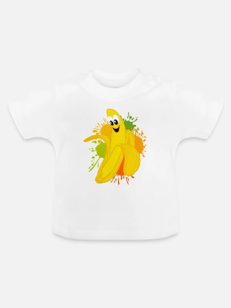 Fröhliche Bananen Farbexplosion - Baby Bio-T-Shirt mit Rundhals - Weiß