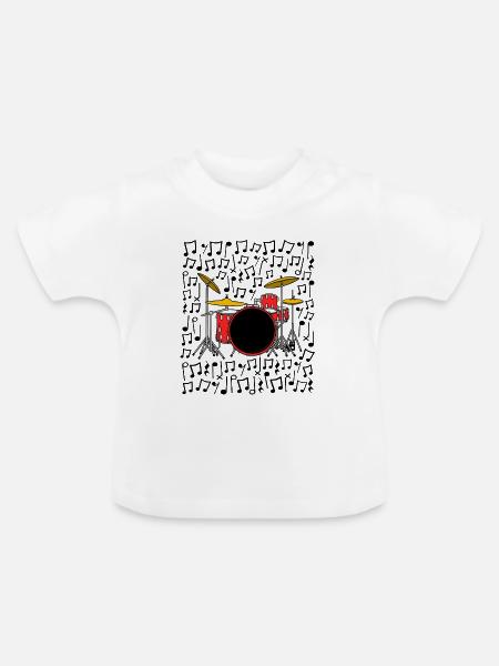Drumset Musiknoten Schlagzeuger Musiklehrer - Baby Bio-T-Shirt mit Rundhals - Weiß